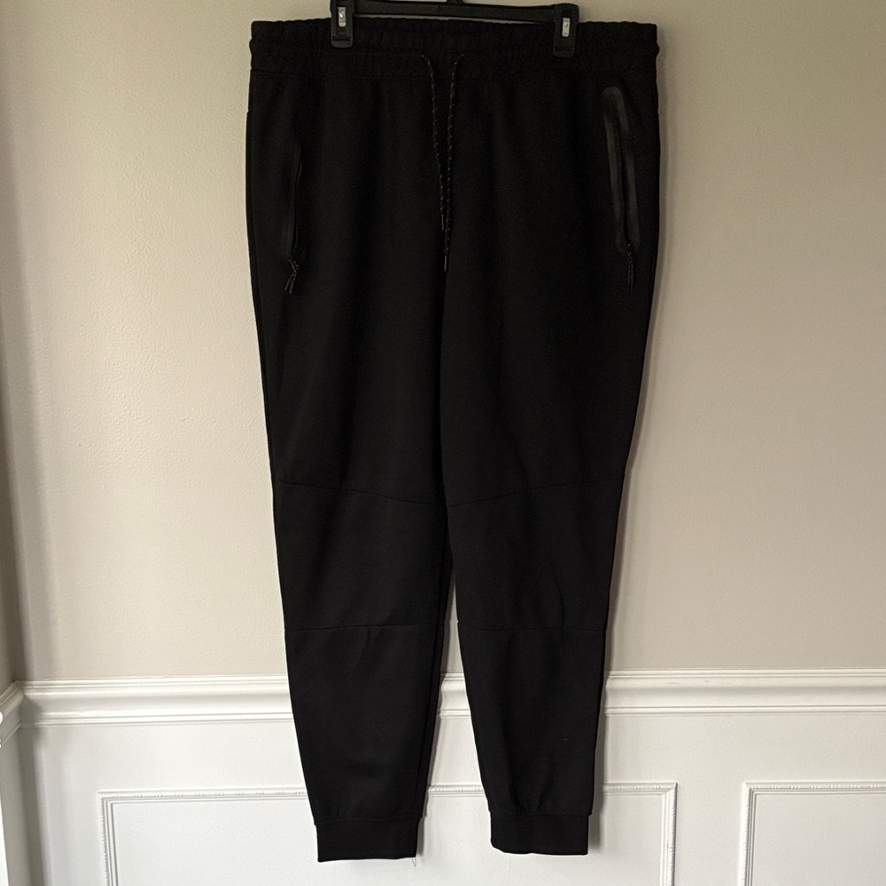 BKLYN Athletics The Jogger Black Men's Drawstring Pants Zipper Pockets 2XL
